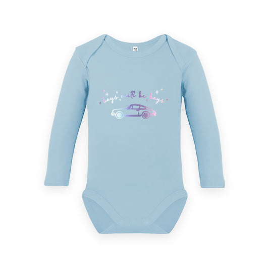 Boys will be boys - long sleeve bodysuit light blue
