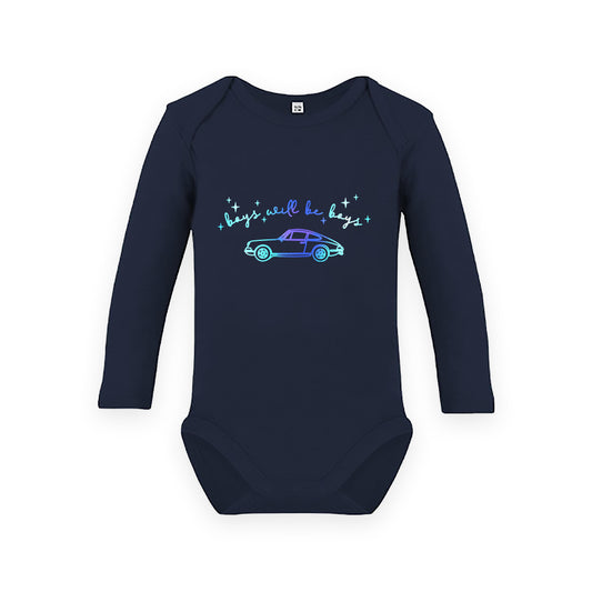 Boys will be boys - long sleeve bodysuit navy blue
