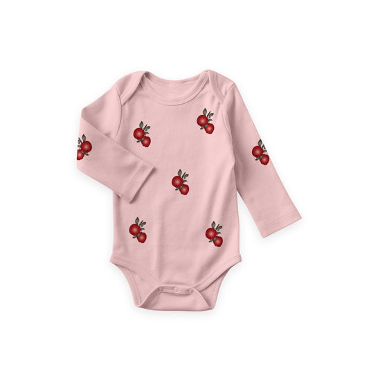 Red apples - Girls long sleeve baby bodysuit