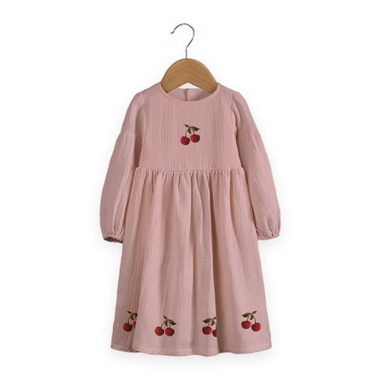 Cherries - Girls long everyday dress