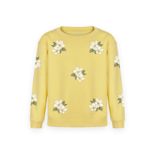 Flowers of white - Girls sweatshirt soft yellow